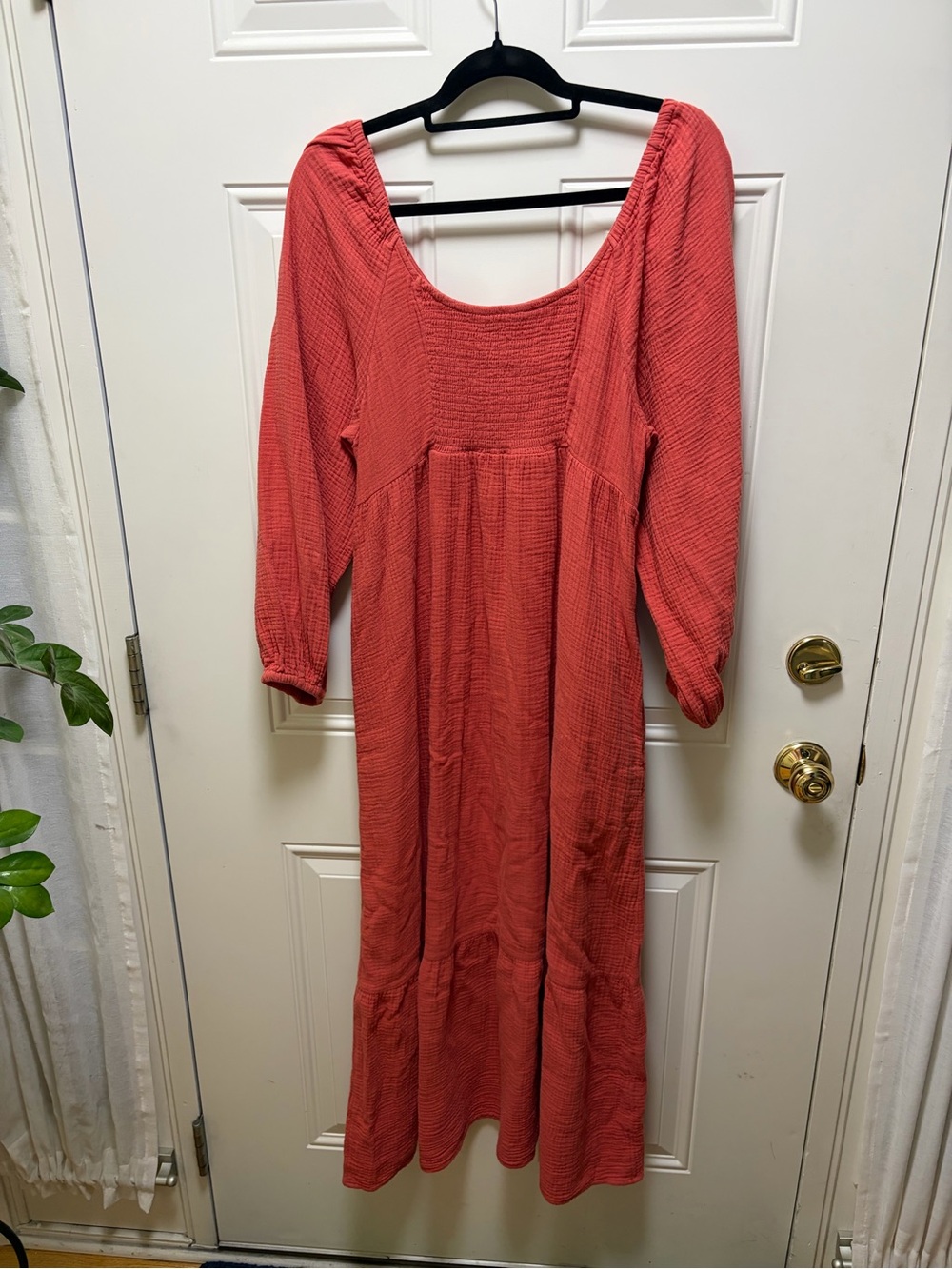 Universal Thread Terracotta Orange cotton gauze tiered maxi dress M - Picture 3 of 7